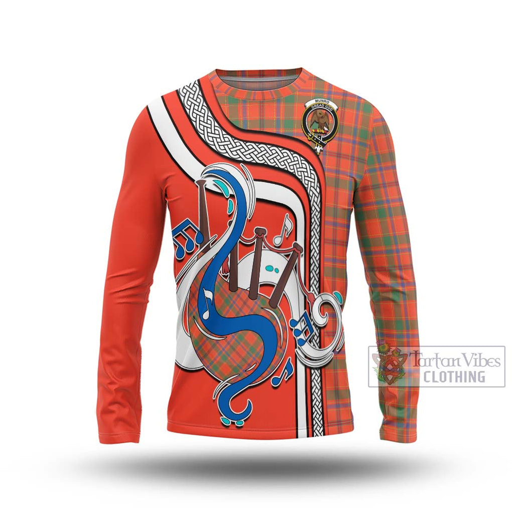 Tartan Vibes Clothing Munro Ancient Tartan Long Sleeve T-Shirt with Epic Bagpipe Style