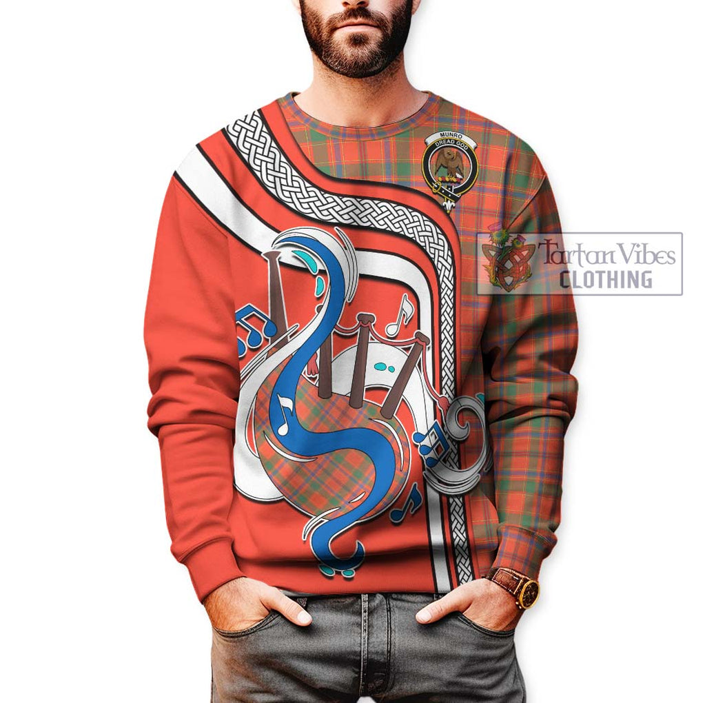 Tartan Vibes Clothing Munro Ancient Tartan Sweatshirt with Epic Bagpipe Style