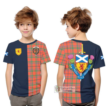 Munro Ancient Tartan Kid T-Shirt Alba with Scottish Lion Royal Arm Half Style