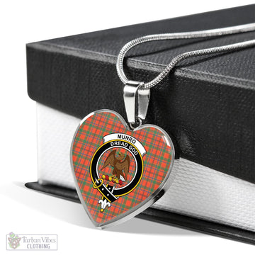 Munro Ancient Tartan Heart Necklace with Family Crest