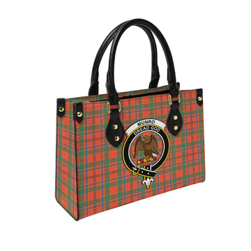 Munro Ancient Tartan Leather Bag with Family Crest