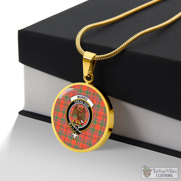 Munro Ancient Tartan Circle Necklace with Family Crest