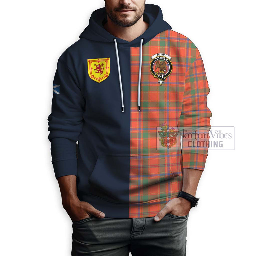 Tartan Vibes Clothing Munro Ancient Tartan Hoodie with Scottish Lion Royal Arm Half Style