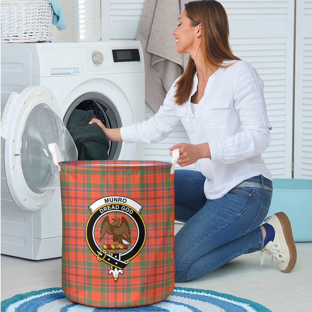 Munro Ancient Tartan Laundry Basket with Family Crest - Tartanvibesclothing Shop