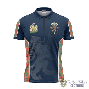 Munro Ancient Tartan Zipper Polo Shirt with Family Crest and Lion Rampant Vibes Sport Style