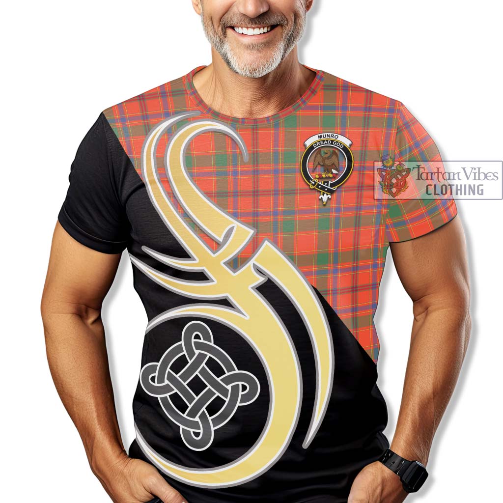 Tartan Vibes Clothing Munro Ancient Tartan T-Shirt with Family Crest and Celtic Symbol Style