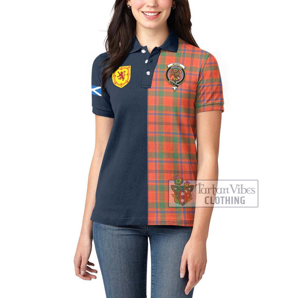 Tartan Vibes Clothing Munro Ancient Tartan Women's Polo Shirt with Scottish Lion Royal Arm Half Style