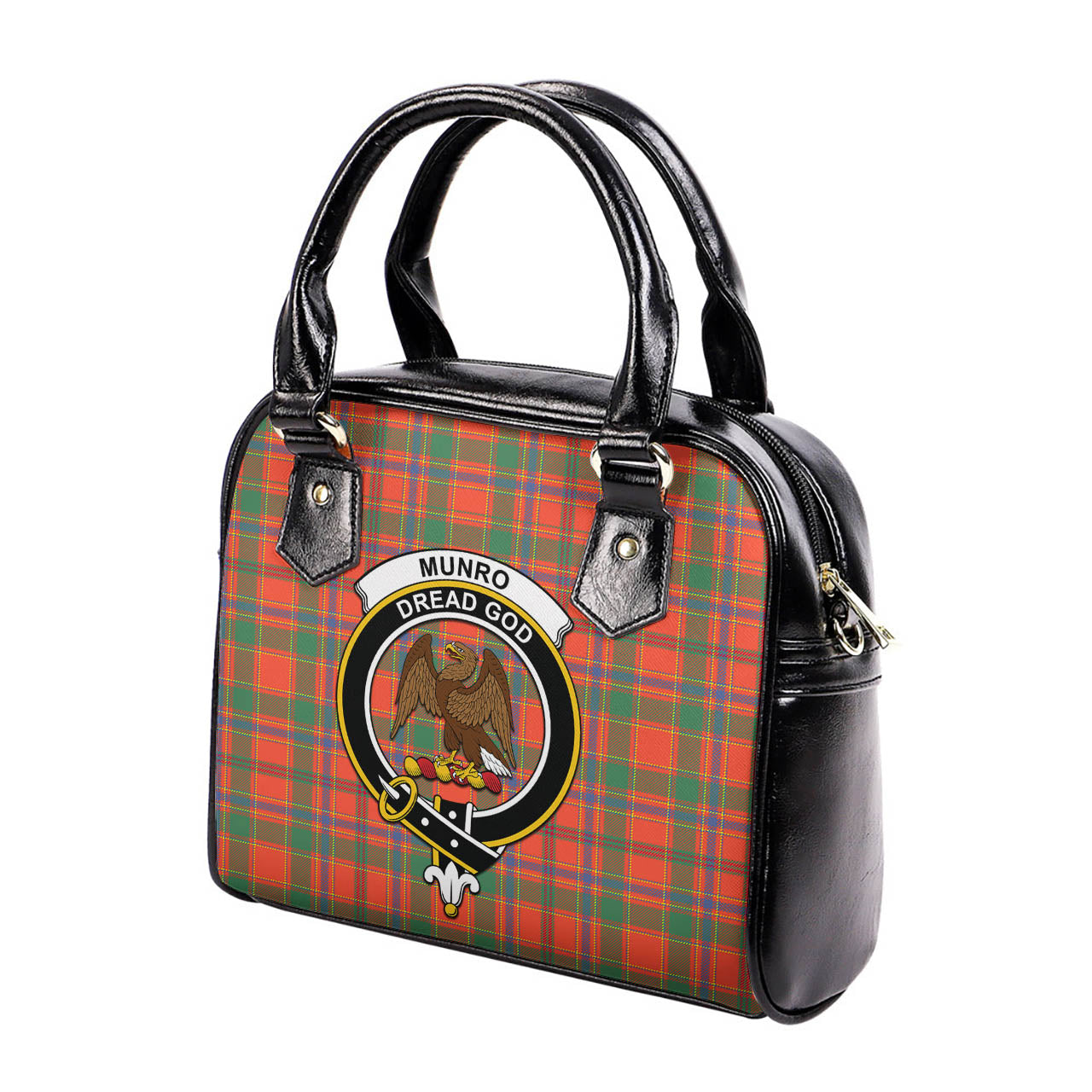 Munro Ancient Tartan Shoulder Handbags with Family Crest - Tartanvibesclothing