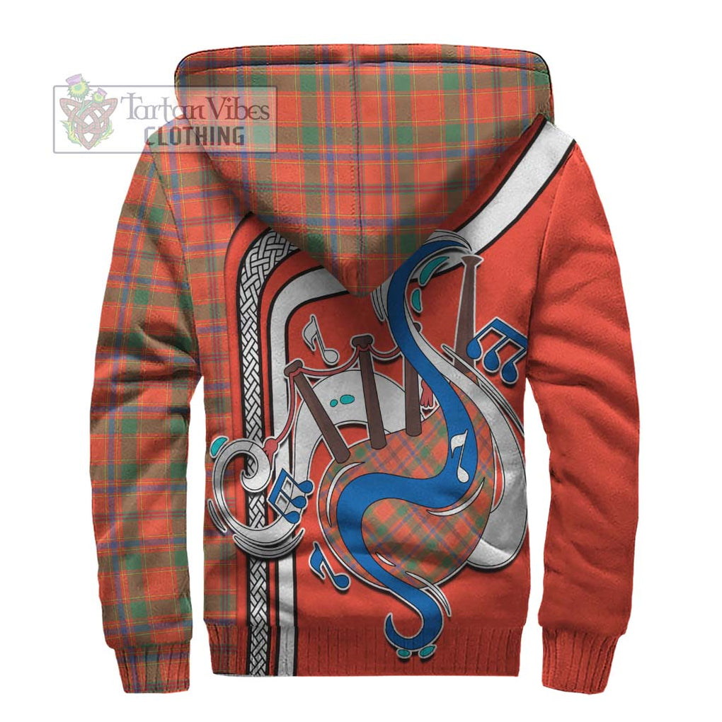 Munro Ancient Tartan Sherpa Hoodie with Epic Bagpipe Style - Tartanvibesclothing Shop