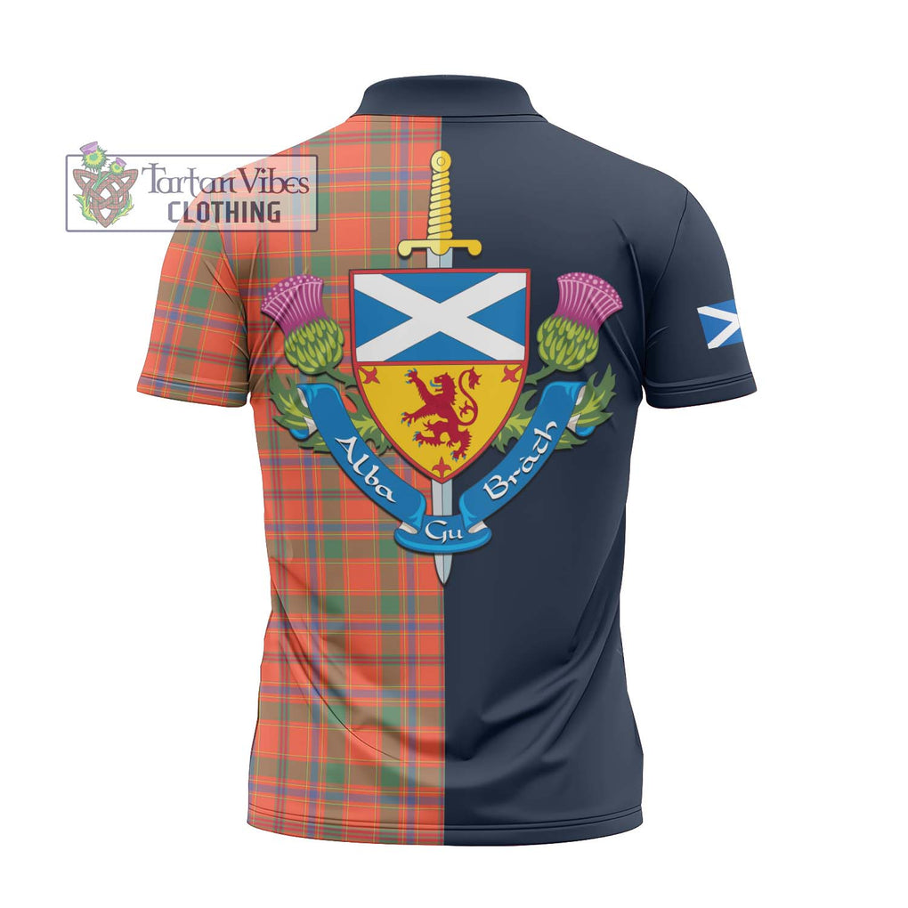 Tartan Vibes Clothing Munro Ancient Tartan Zipper Polo Shirt with Scottish Lion Royal Arm Half Style