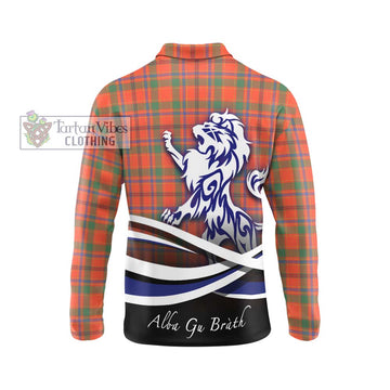 Munro Ancient Tartan Long Sleeve Polo Shirt with Alba Gu Brath Regal Lion Emblem