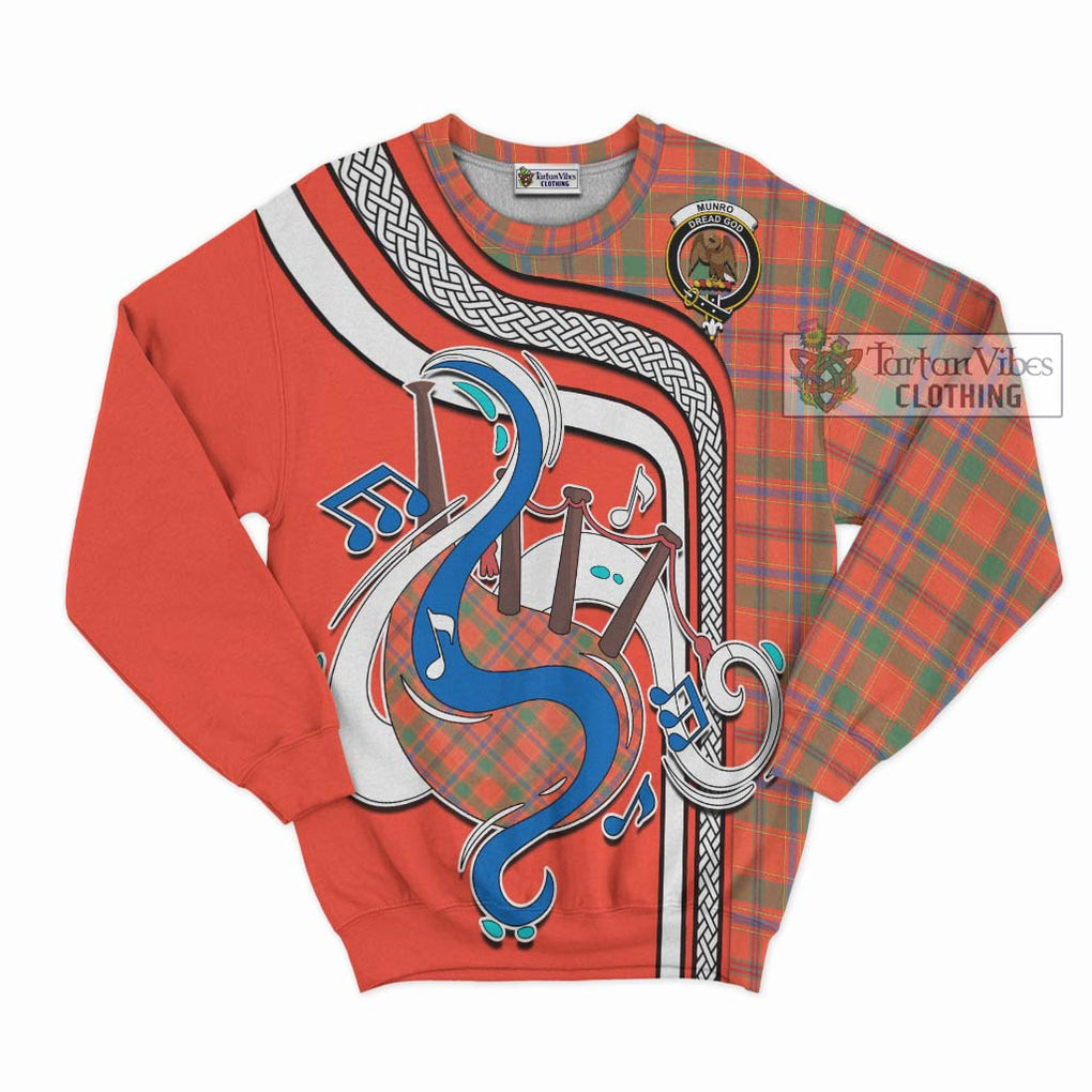 Tartan Vibes Clothing Munro Ancient Tartan Sweatshirt with Epic Bagpipe Style