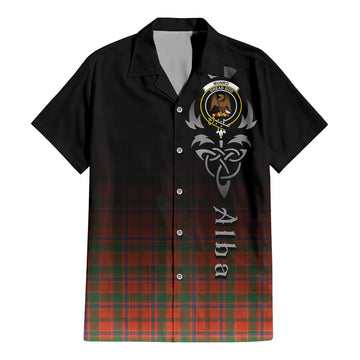 Munro Ancient Tartan Short Sleeve Button Up Shirt Featuring Alba Gu Brath Family Crest Celtic Inspired