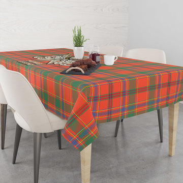 Munro Ancient Tartan Tablecloth with Clan Crest and the Golden Sword of Courageous Legacy