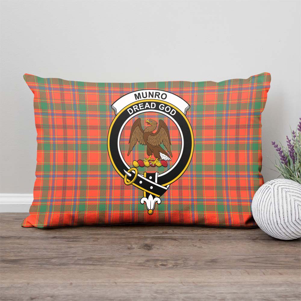 Munro Ancient Tartan Pillow Cover with Family Crest Rectangle Pillow Cover - Tartanvibesclothing