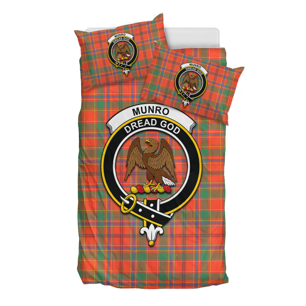 Munro Ancient Tartan Bedding Set with Family Crest - Tartan Vibes Clothing