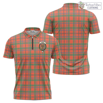 Munro Ancient Tartan Zipper Polo Shirt with Family Crest