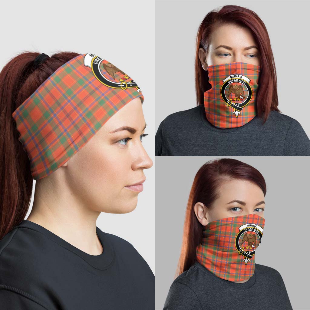 Munro Ancient Tartan Neck Gaiters, Tartan Bandanas, Tartan Head Band with Family Crest