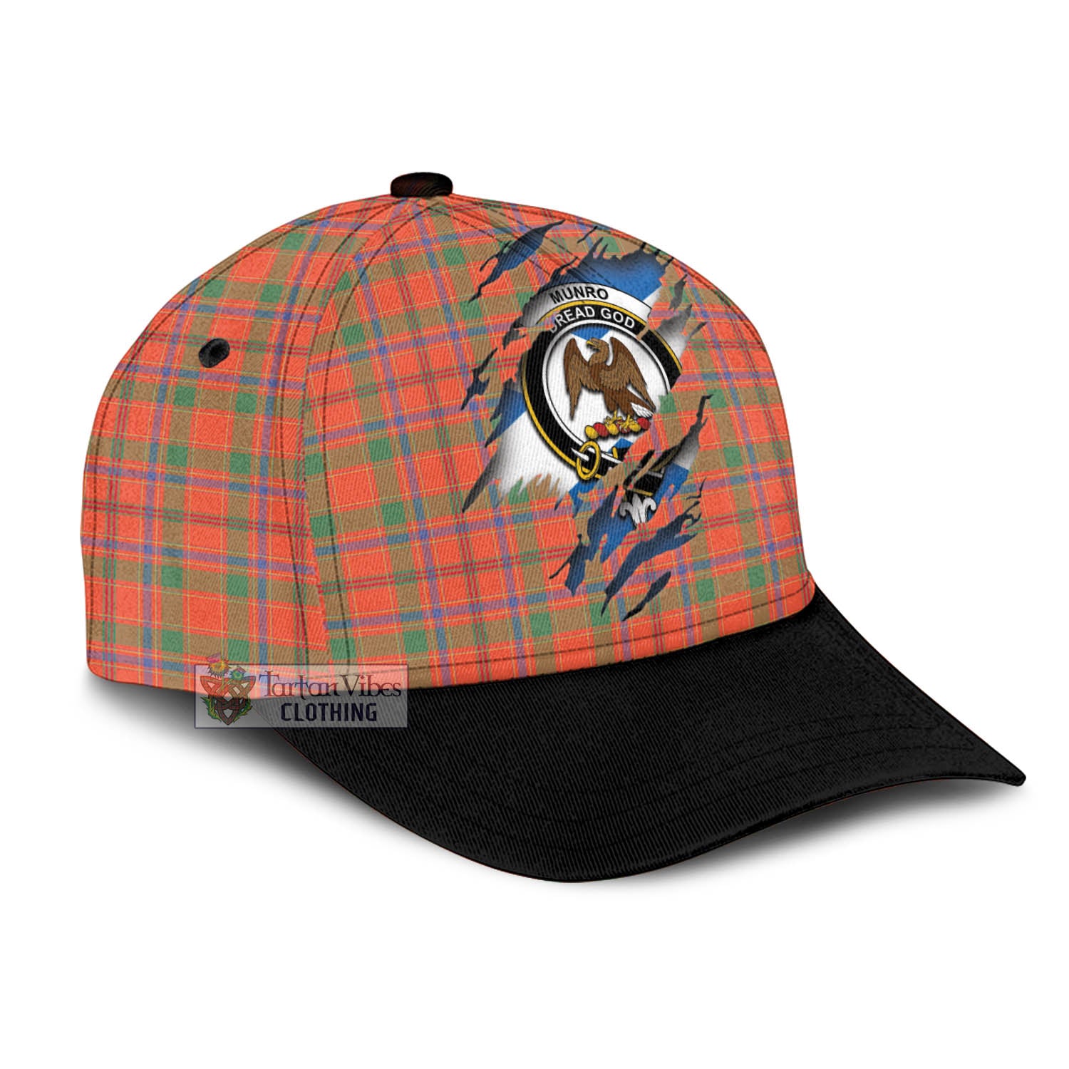 Tartan Vibes Clothing Munro Ancient Tartan Classic Cap with Family Crest In Me Style