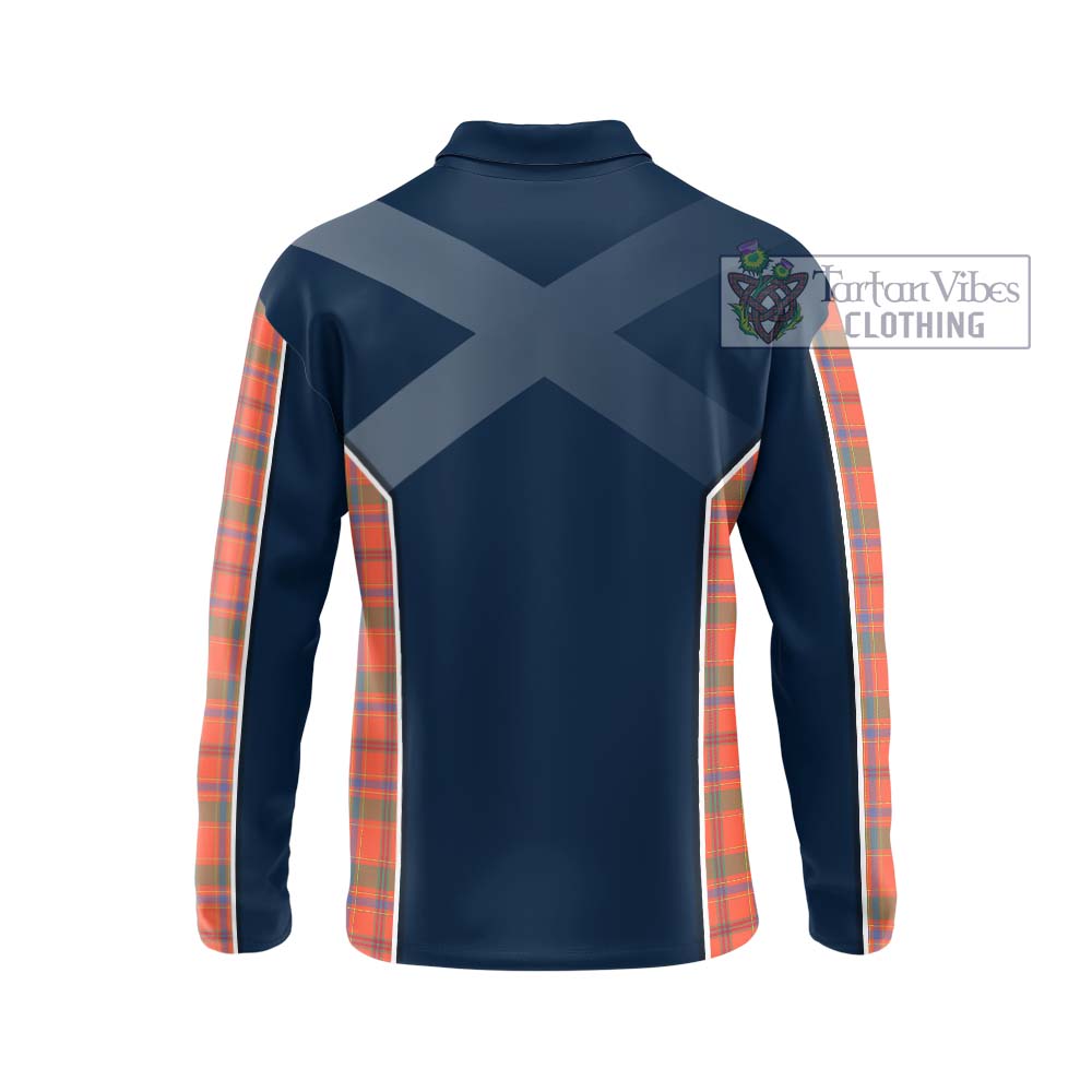 Munro Ancient Tartan Long Sleeve Polo Shirt with Family Crest and Lion Rampant Vibes Sport Style - Tartan Vibes Clothing