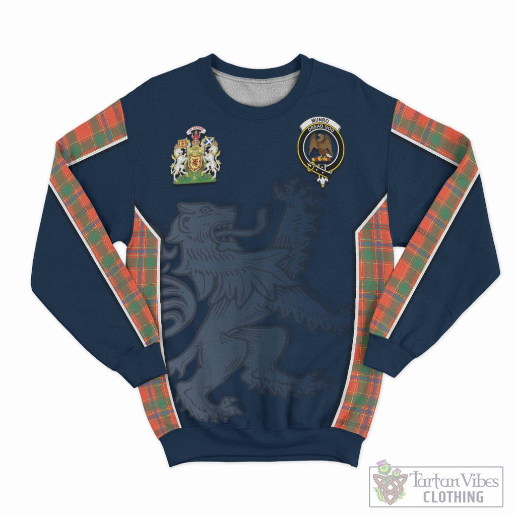 Tartan Vibes Clothing Munro Ancient Tartan Sweater with Family Crest and Lion Rampant Vibes Sport Style