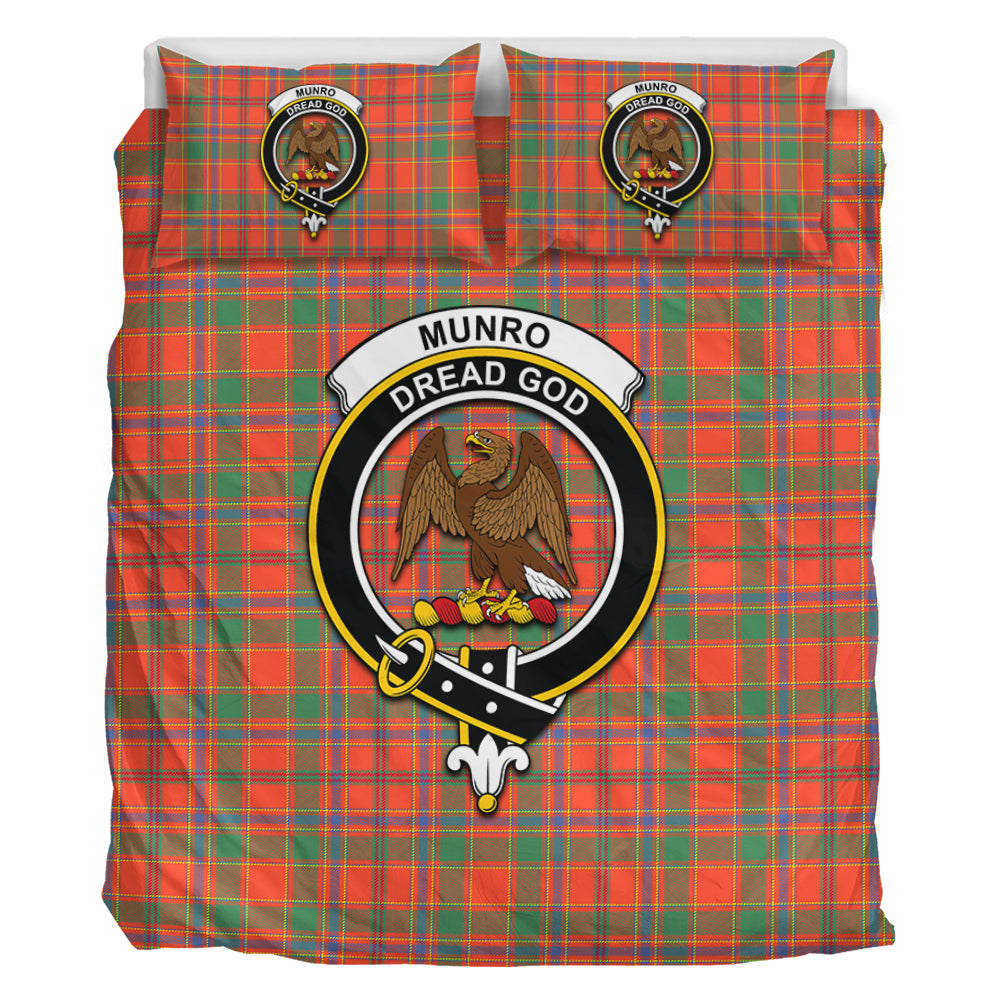 Munro Ancient Tartan Bedding Set with Family Crest - Tartan Vibes Clothing