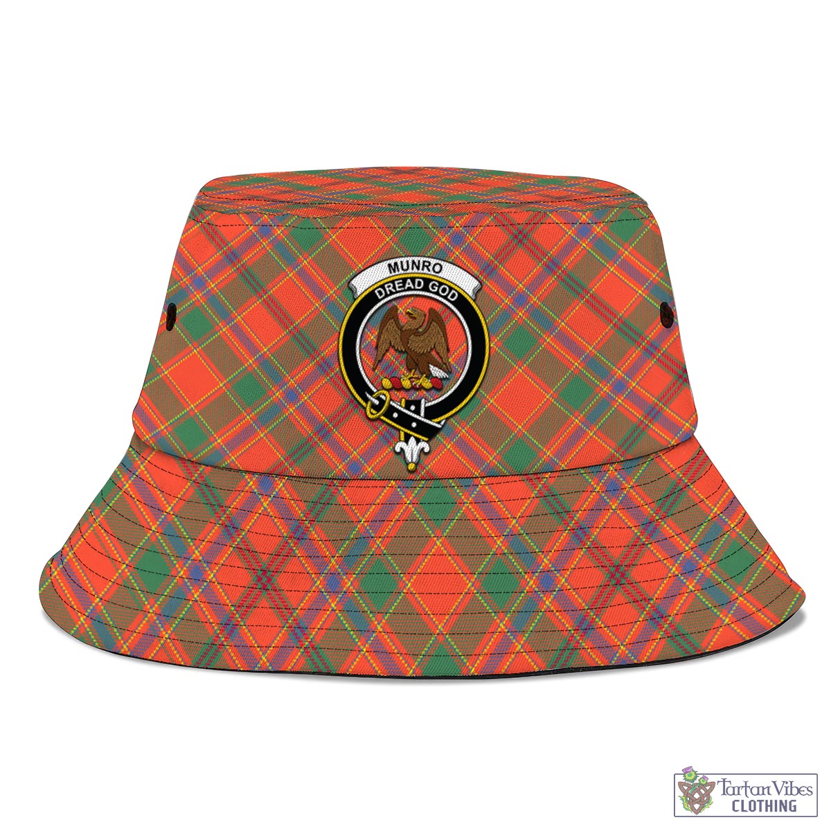 Tartan Vibes Clothing Munro Ancient Tartan Bucket Hat with Family Crest