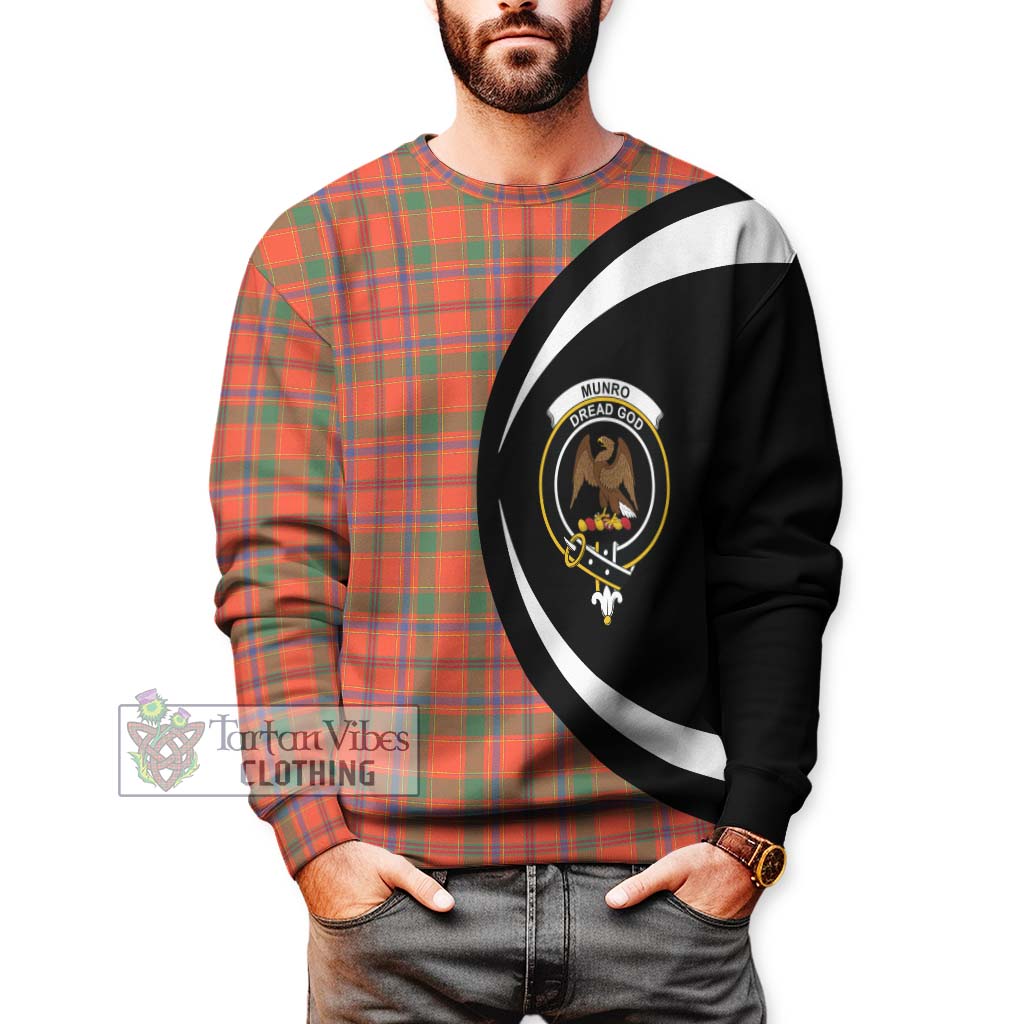 Munro Ancient Tartan Sweatshirt with Family Crest Circle Style - Tartan Vibes Clothing