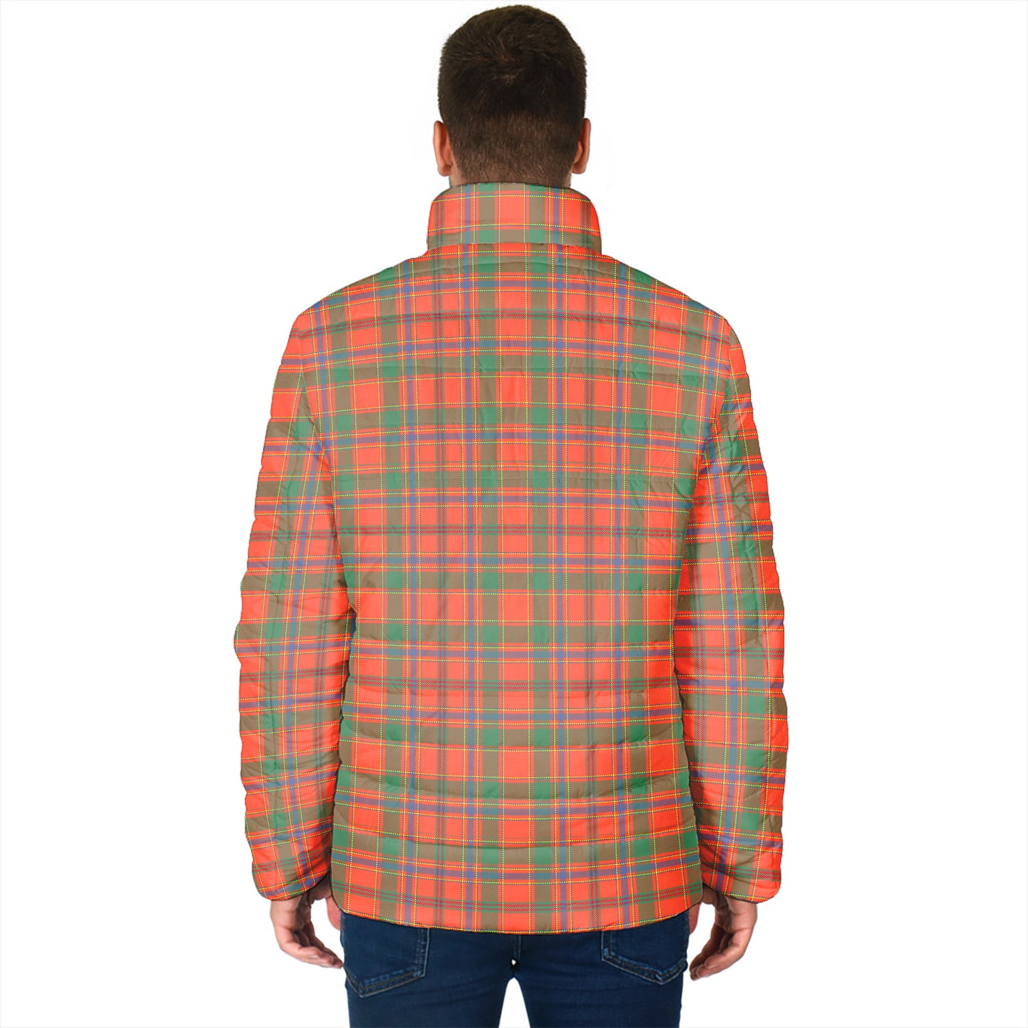 Munro Ancient Tartan Padded Jacket with Family Crest - Tartan Vibes Clothing