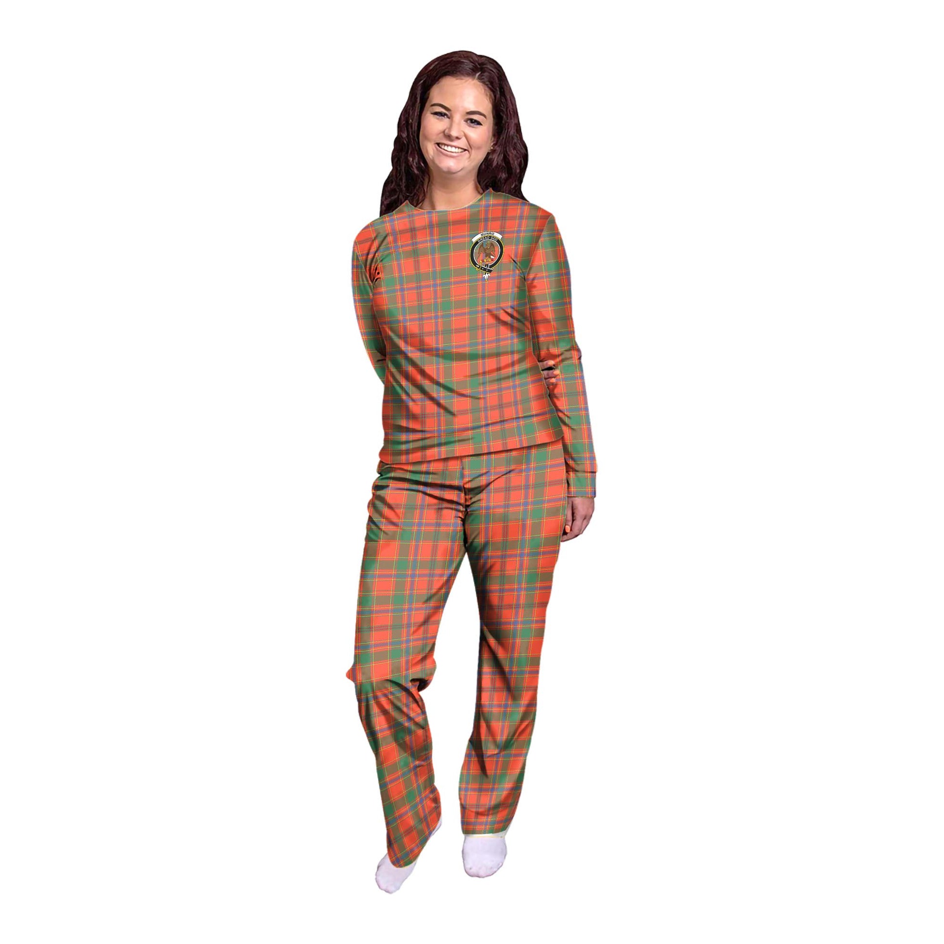 Munro Ancient Tartan Pajamas Family Set with Family Crest - Tartanvibesclothing