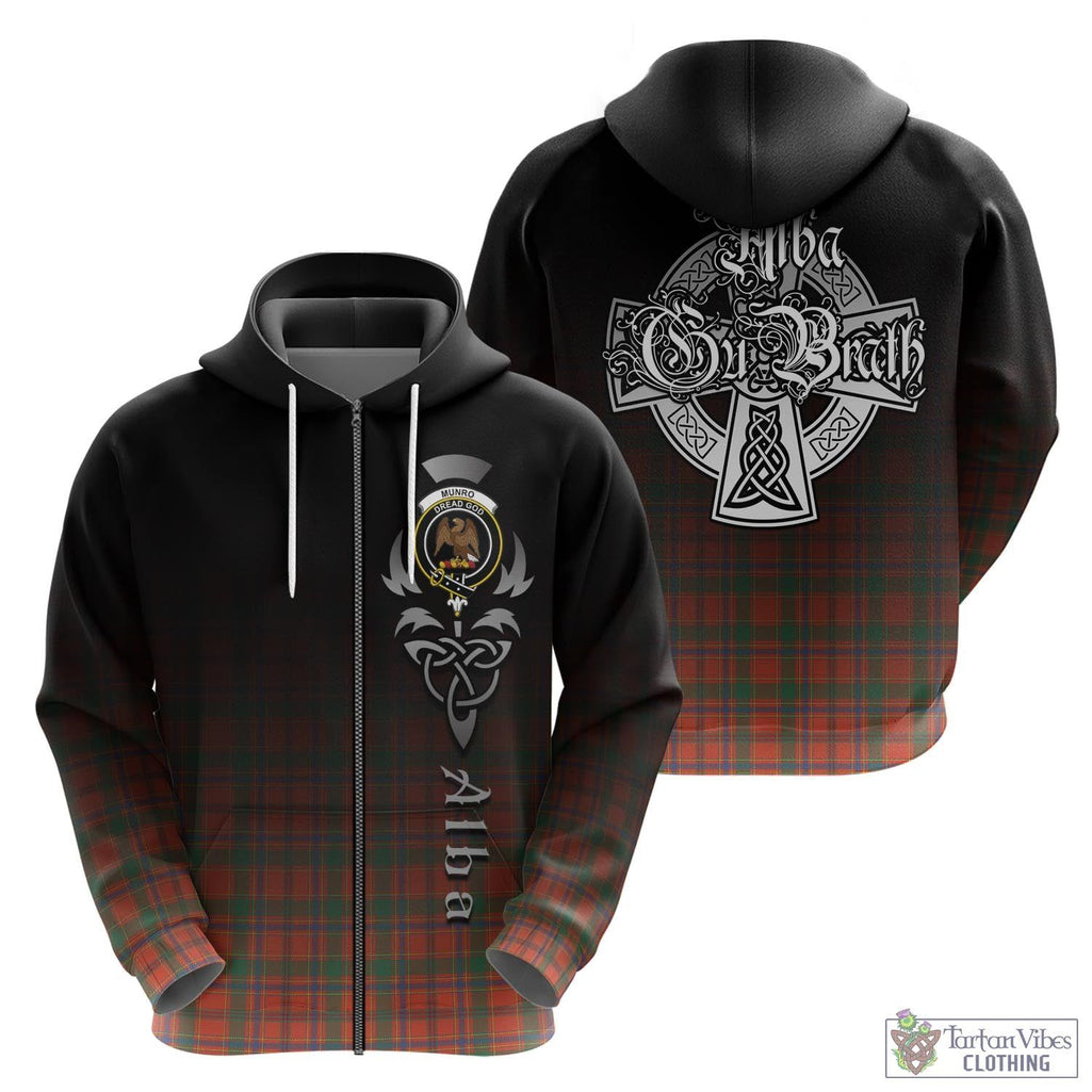 Tartan Vibes Clothing Munro Ancient Tartan Hoodie Featuring Alba Gu Brath Family Crest Celtic Inspired