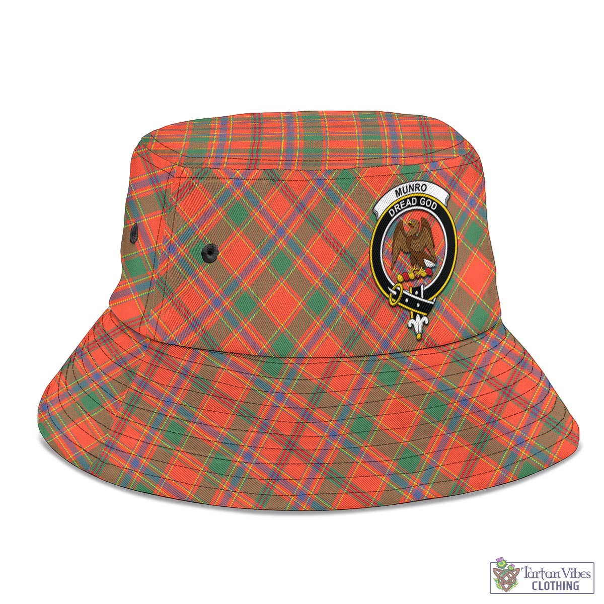 Tartan Vibes Clothing Munro Ancient Tartan Bucket Hat with Family Crest