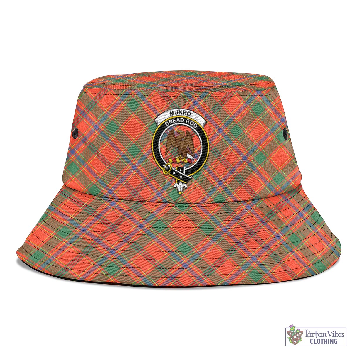 Tartan Vibes Clothing Munro Ancient Tartan Bucket Hat with Family Crest