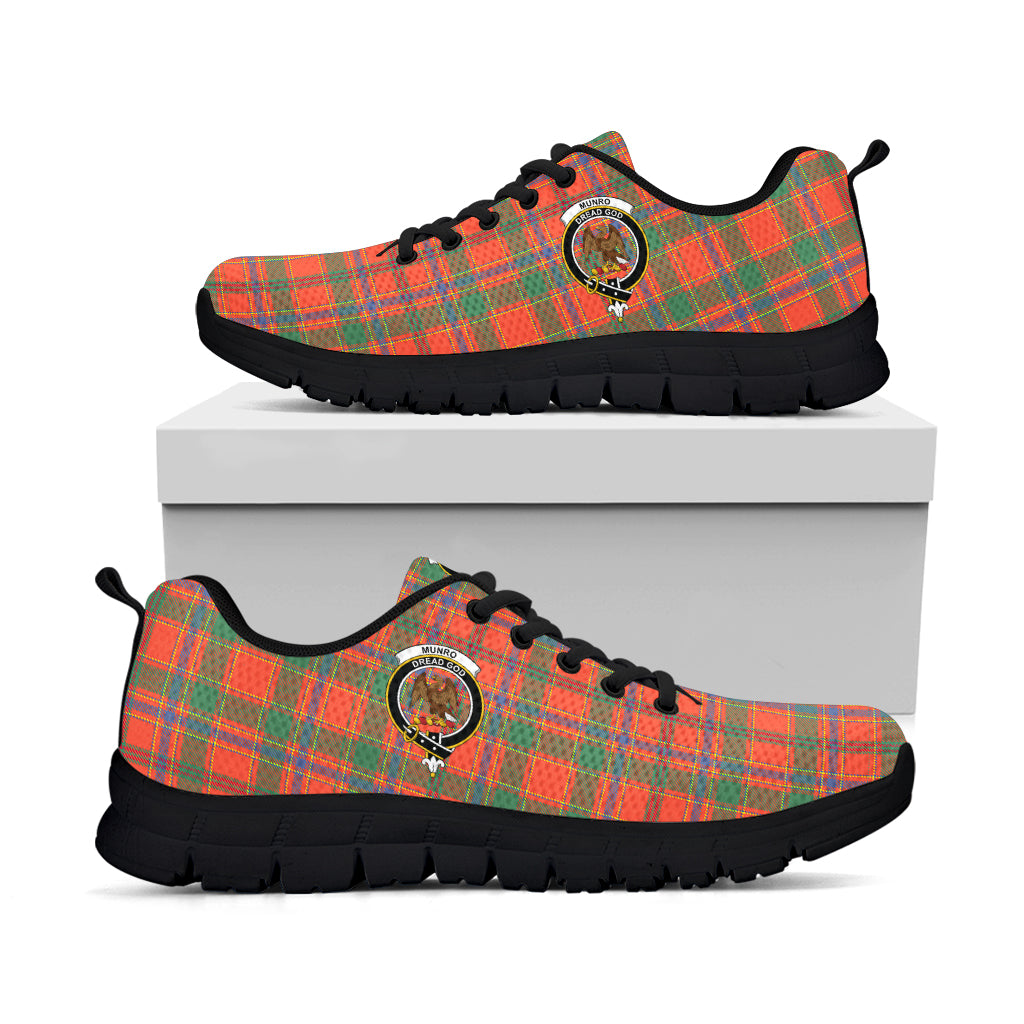 Munro Ancient Tartan Sneakers with Family Crest - Tartan Vibes Clothing