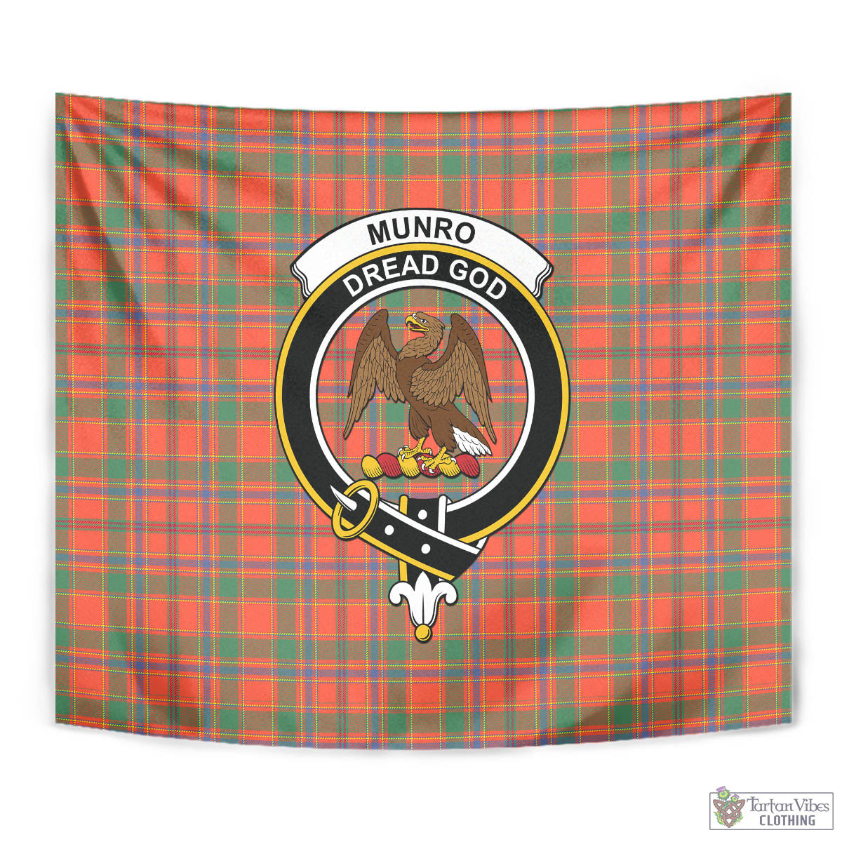 Tartan Vibes Clothing Munro Ancient Tartan Tapestry Wall Hanging and Home Decor for Room with Family Crest