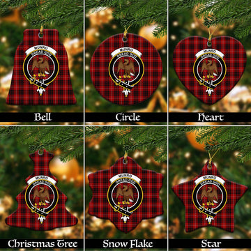 Munro Black and Red Tartan Christmas Ceramic Ornaments with Family Crest