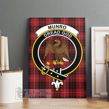 Munro Black and Red Tartan Canvas Print Wall Art with Family Crest