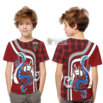 Munro Black and Red Tartan Kid T-Shirt with Epic Bagpipe Style