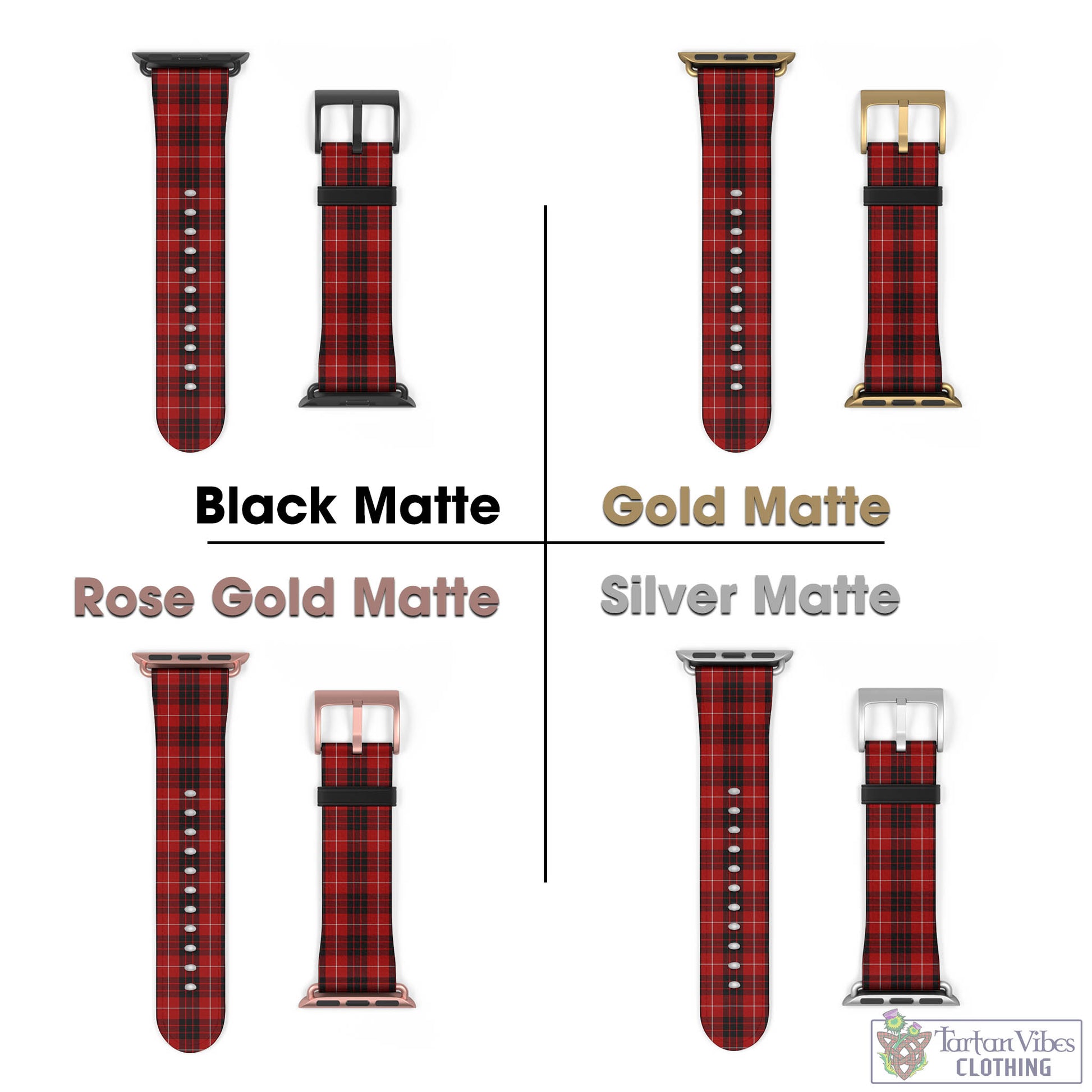 Tartan Vibes Clothing Munro Black and Red Tartan Watch Band