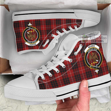 Munro Black and Red Tartan High Top Shoes with Family Crest