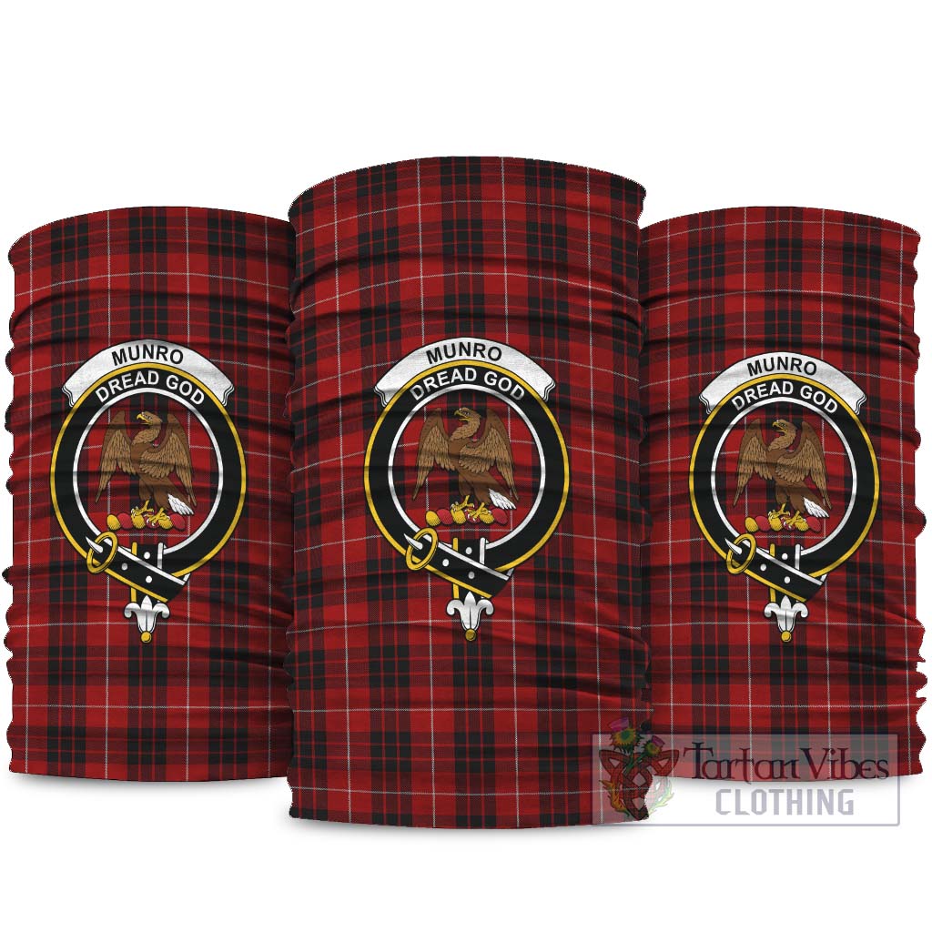 Munro Black and Red Tartan Neck Gaiters, Tartan Bandanas, Tartan Head Band with Family Crest