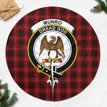 Munro Black and Red Tartan Christmas Tree Skirt with Family Crest