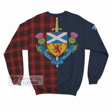 Munro Black and Red Tartan Sweatshirt Alba with Scottish Lion Royal Arm Half Style