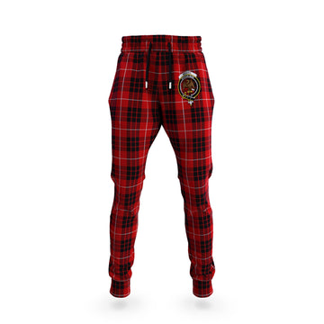 Munro Black and Red Tartan Joggers Pants with Family Crest