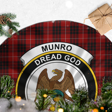 Munro Black and Red Tartan Christmas Tree Skirt with Family Crest