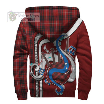 Munro Black and Red Tartan Sherpa Hoodie with Epic Bagpipe Style