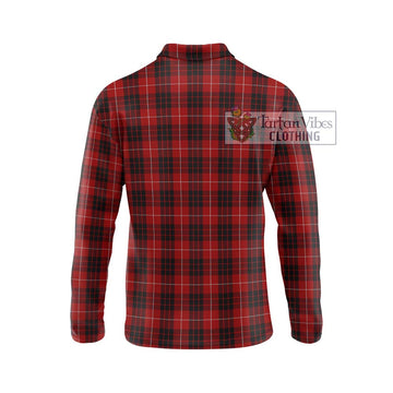 Munro Black and Red Tartan Long Sleeve Polo Shirt with Family Crest DNA In Me Style