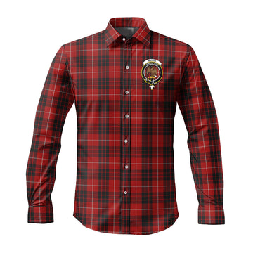 Munro Black and Red Tartan Long Sleeve Button Up Shirt with Family Crest