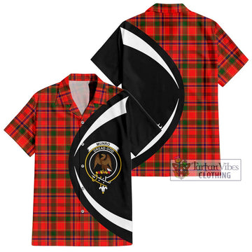 Munro Modern Tartan Short Sleeve Button Up with Family Crest Circle Style