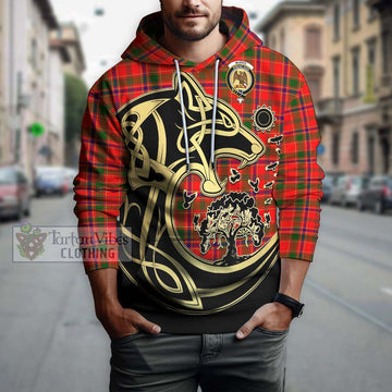 Munro Modern Tartan Hoodie with Family Crest Celtic Wolf Style